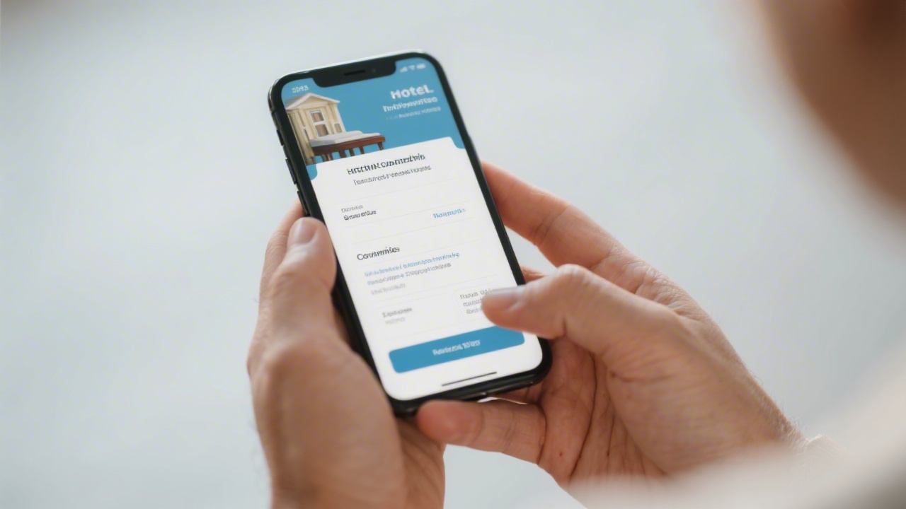 Hands holding a smartphone with a hotel booking confirmation, representing increased reservations and improved conversion rates for tourism businesses.